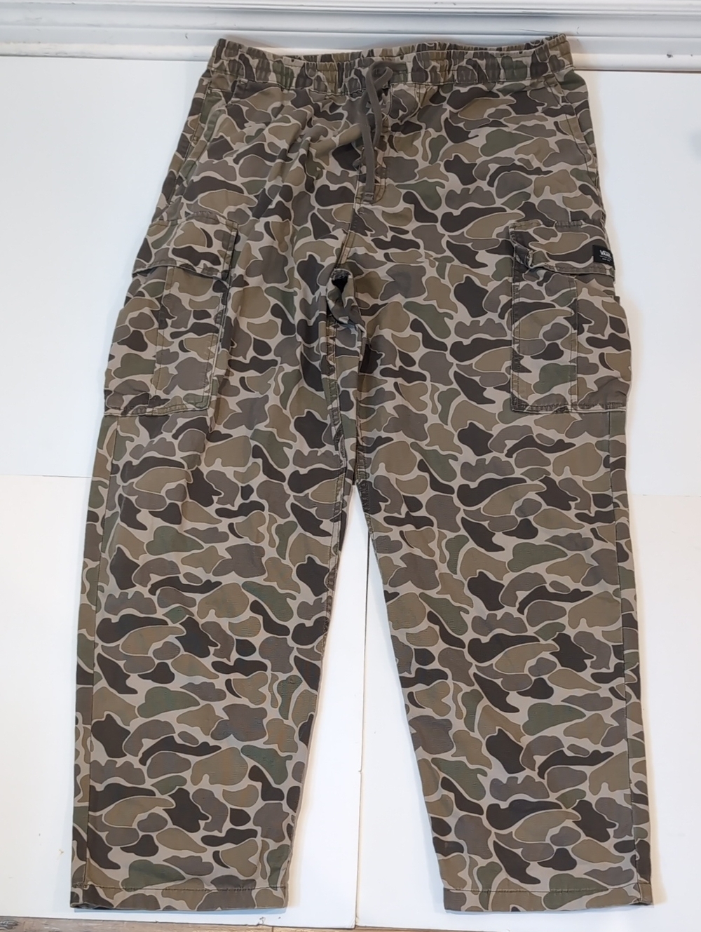 vans Men's Camo Cargo Pants Baggy Tapered Fit XL Green Brown